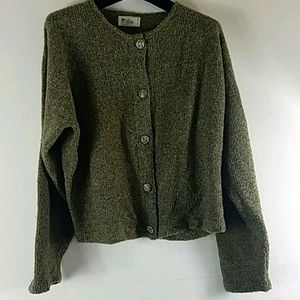 Dia Heather Green Cropped Cardigan